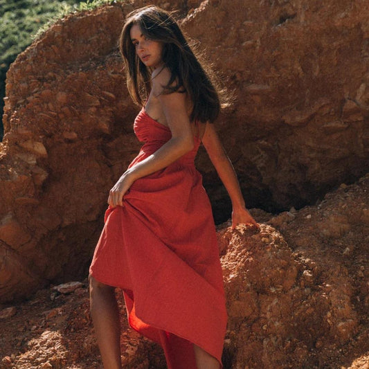 Boat Linen Dress – Spice