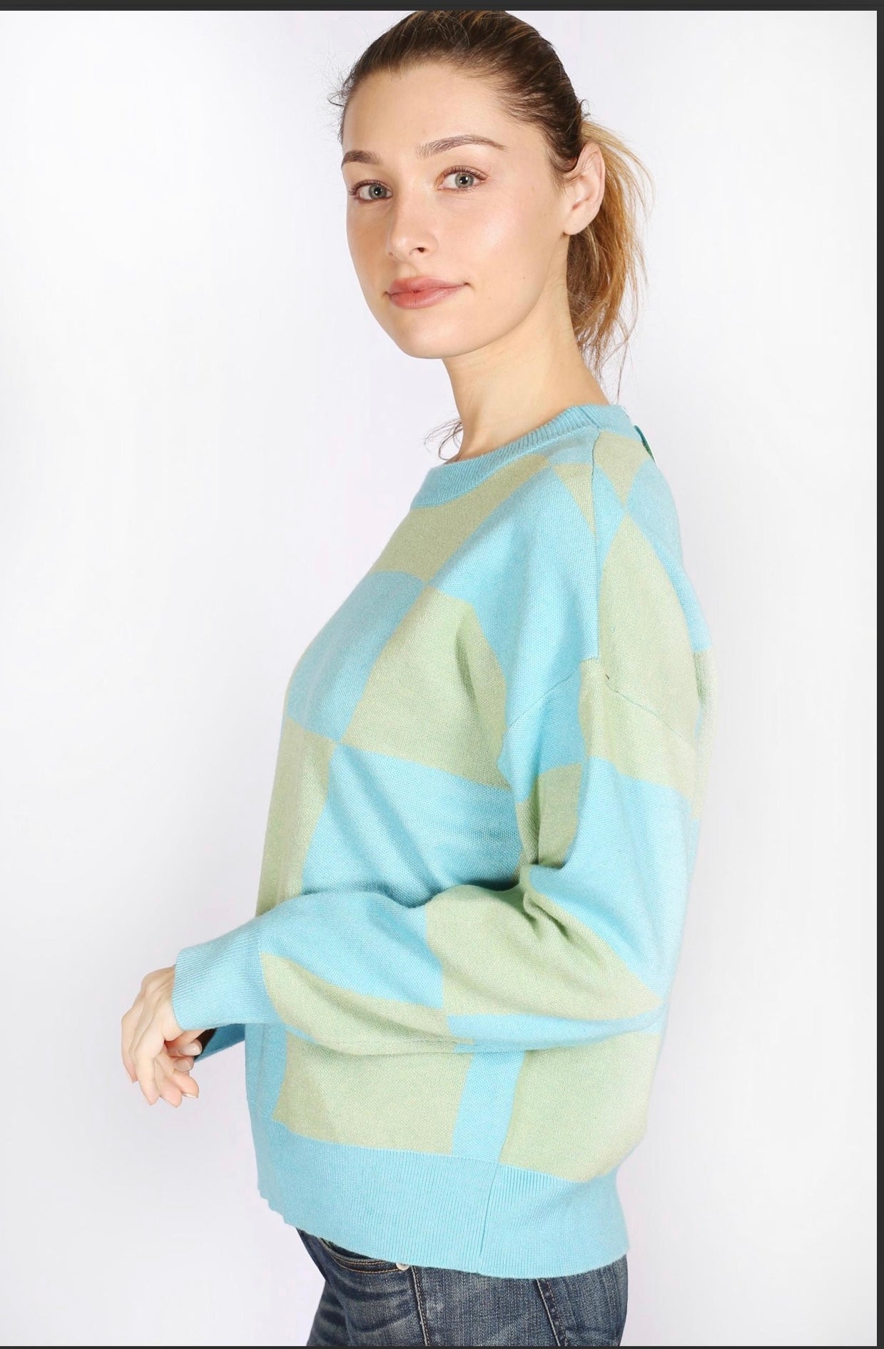 Checked Crew Neck Jumper