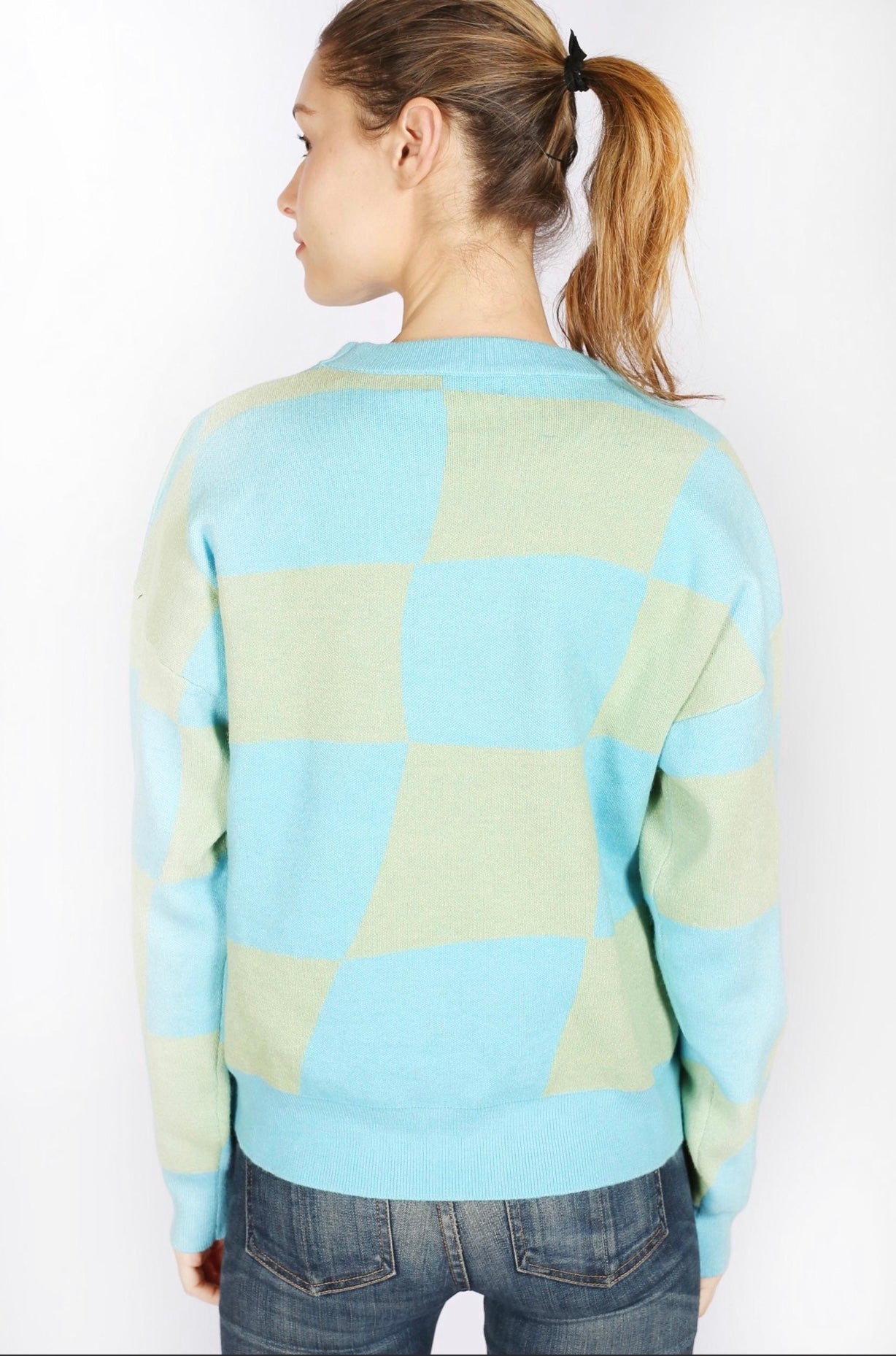 Checked Crew Neck Jumper