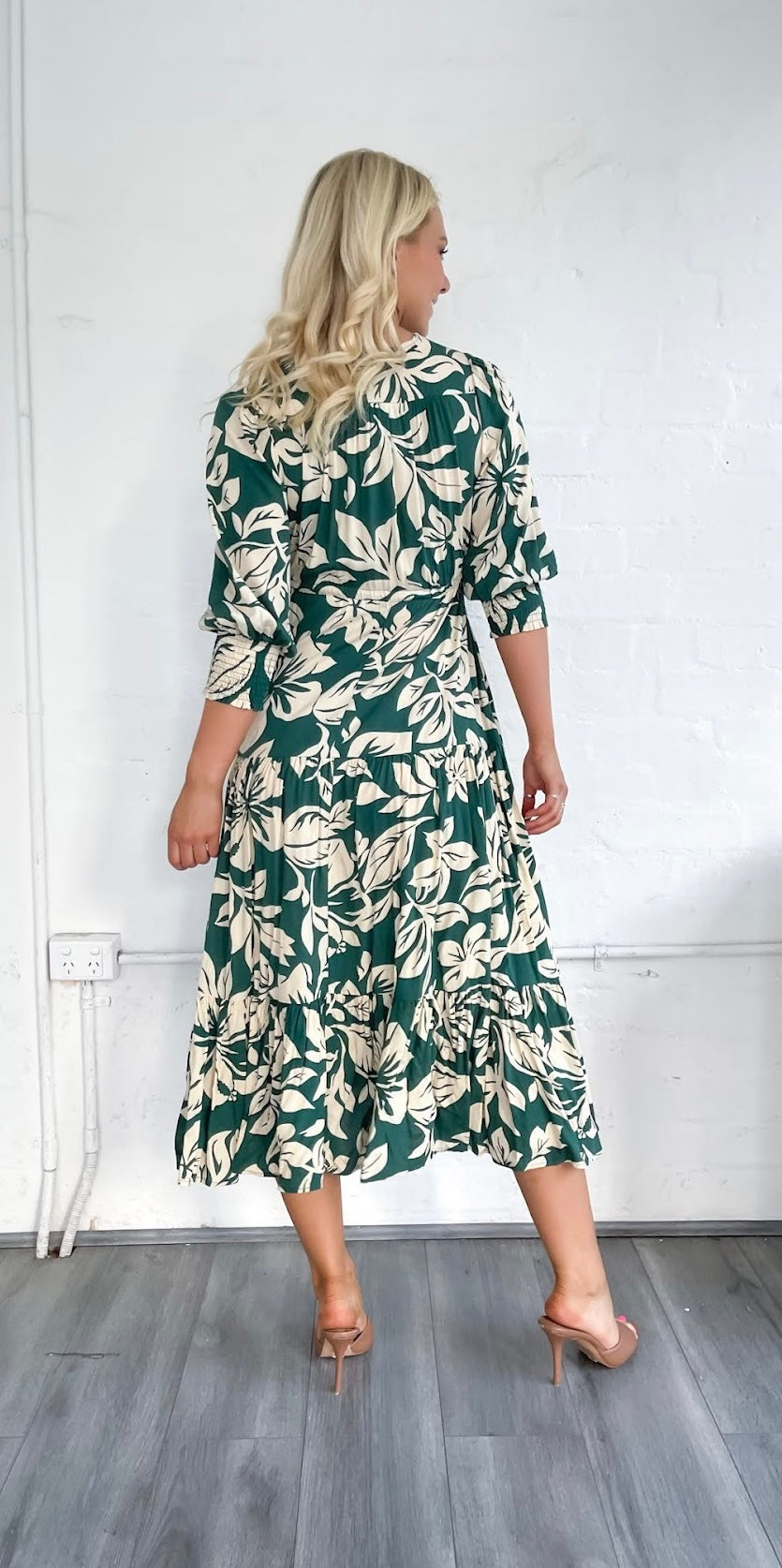 Annabelle Mono Maxi Dress- Green/Cream