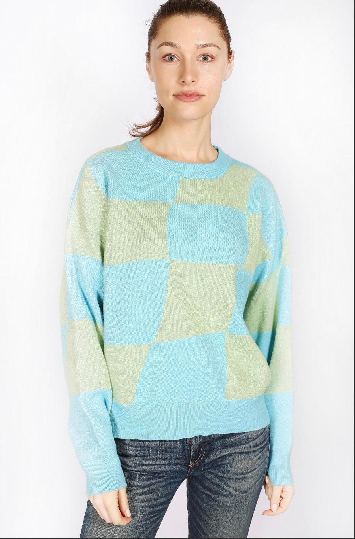 Checked Crew Neck Jumper