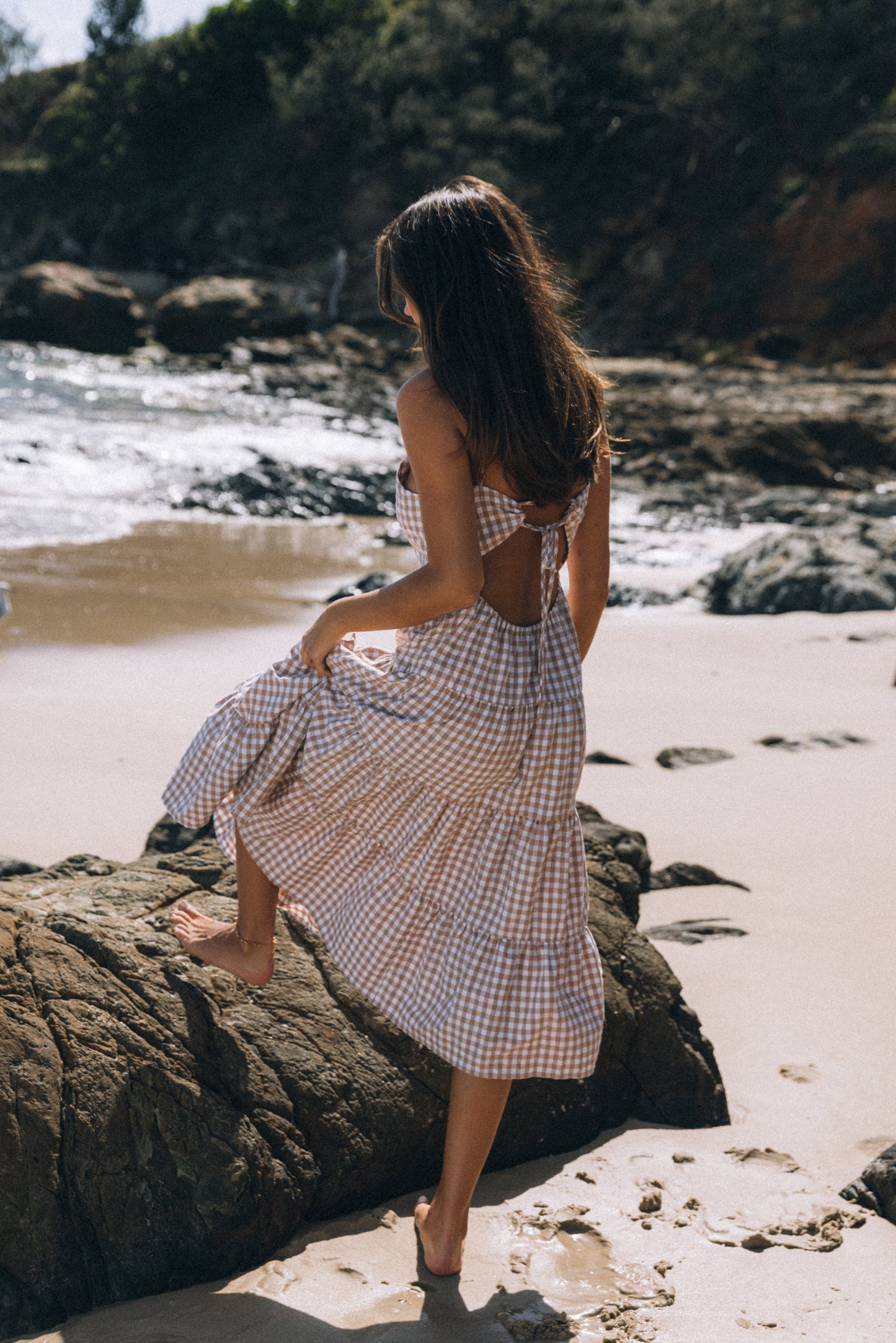 Daisy Dress - Beige Gingham