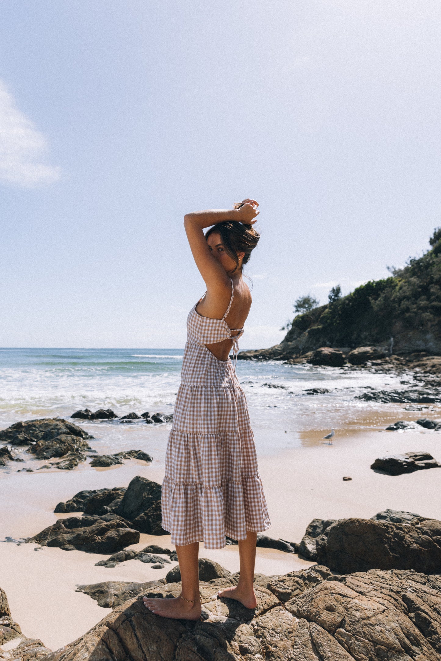 Daisy Dress - Beige Gingham