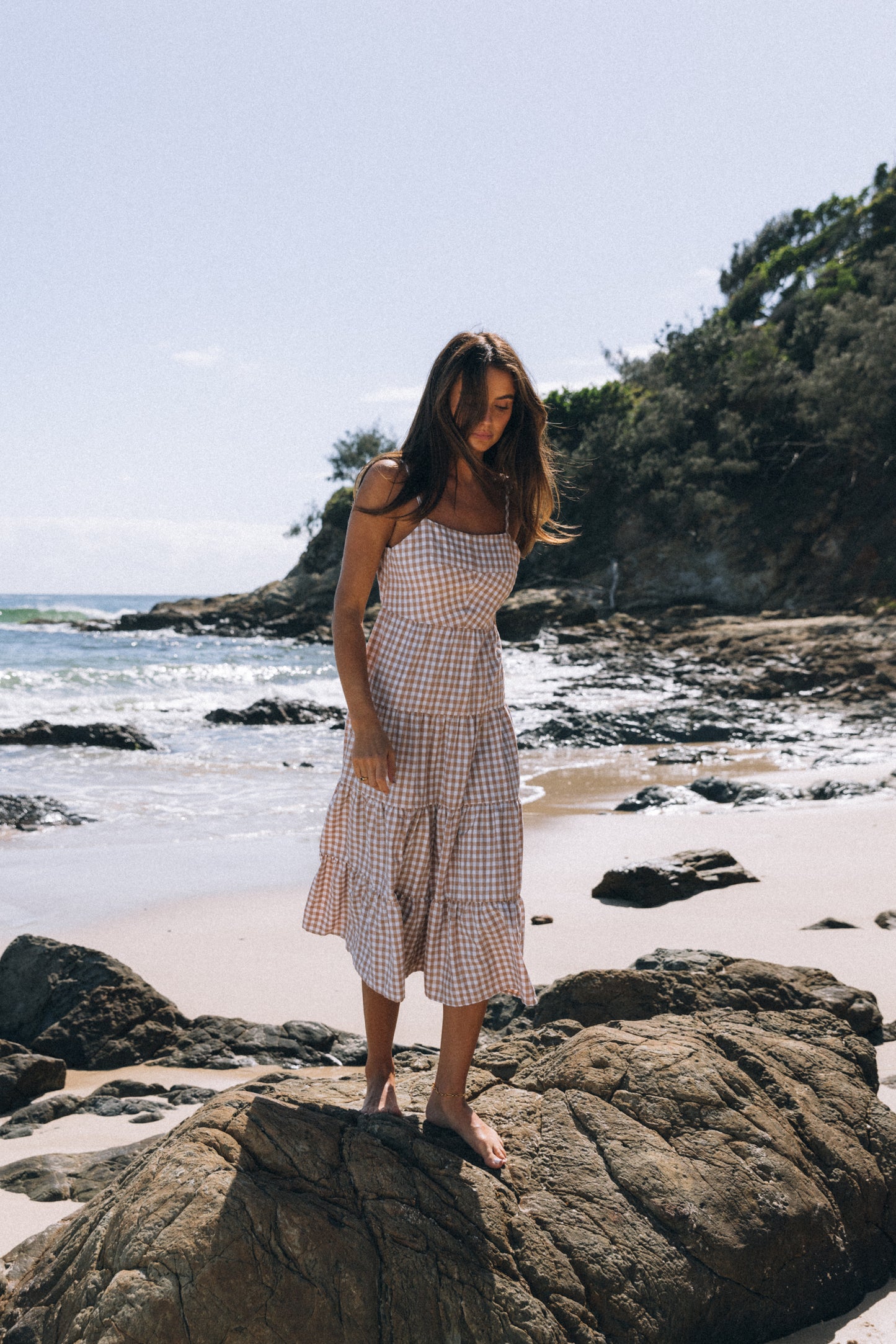Daisy Dress - Beige Gingham