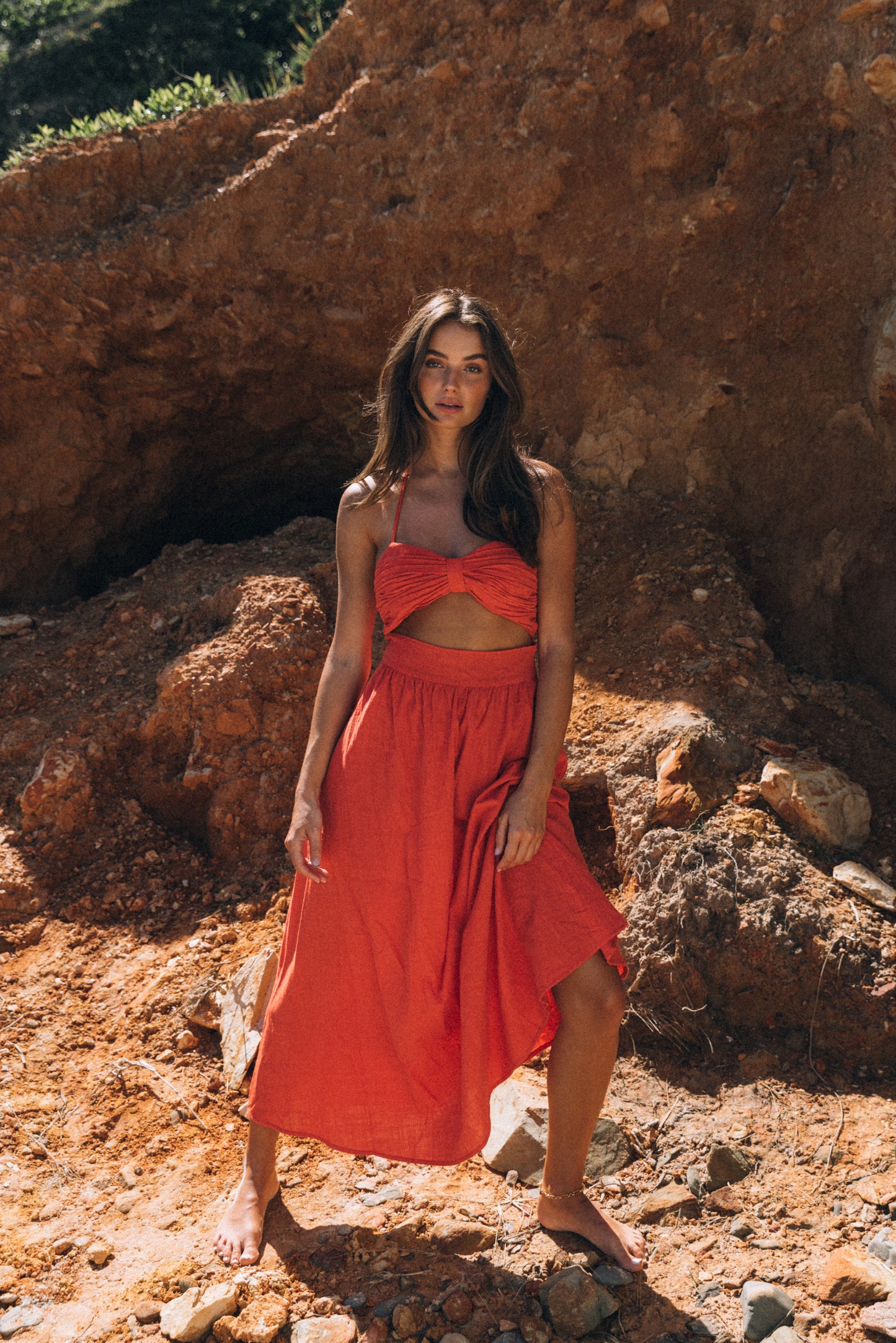 Boat Linen Dress - Spice