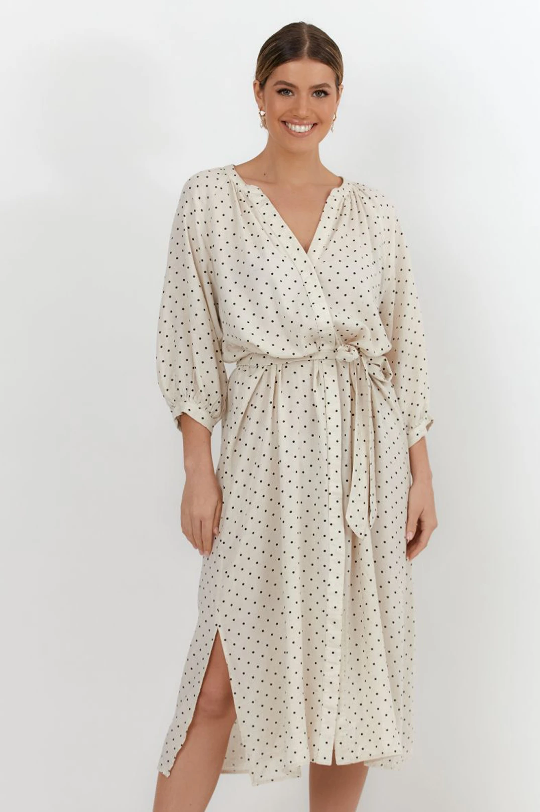 Greta Linen Blend Spot Dress