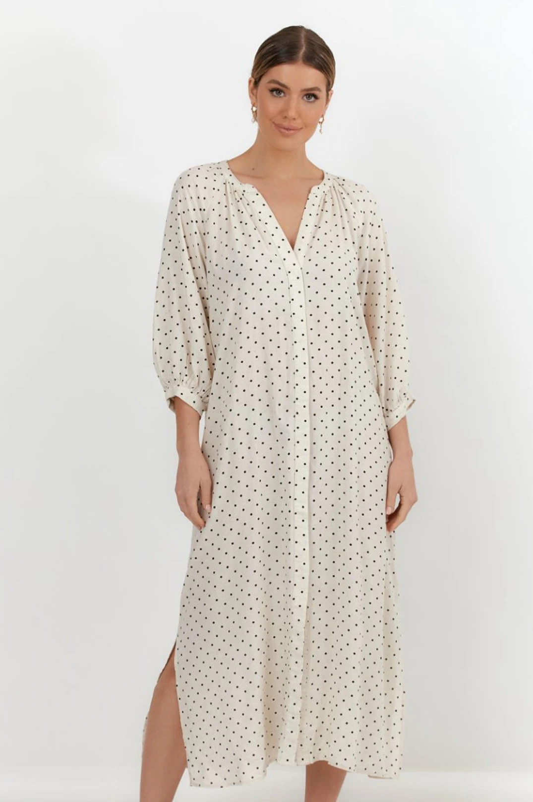 Greta Linen Blend Spot Dress