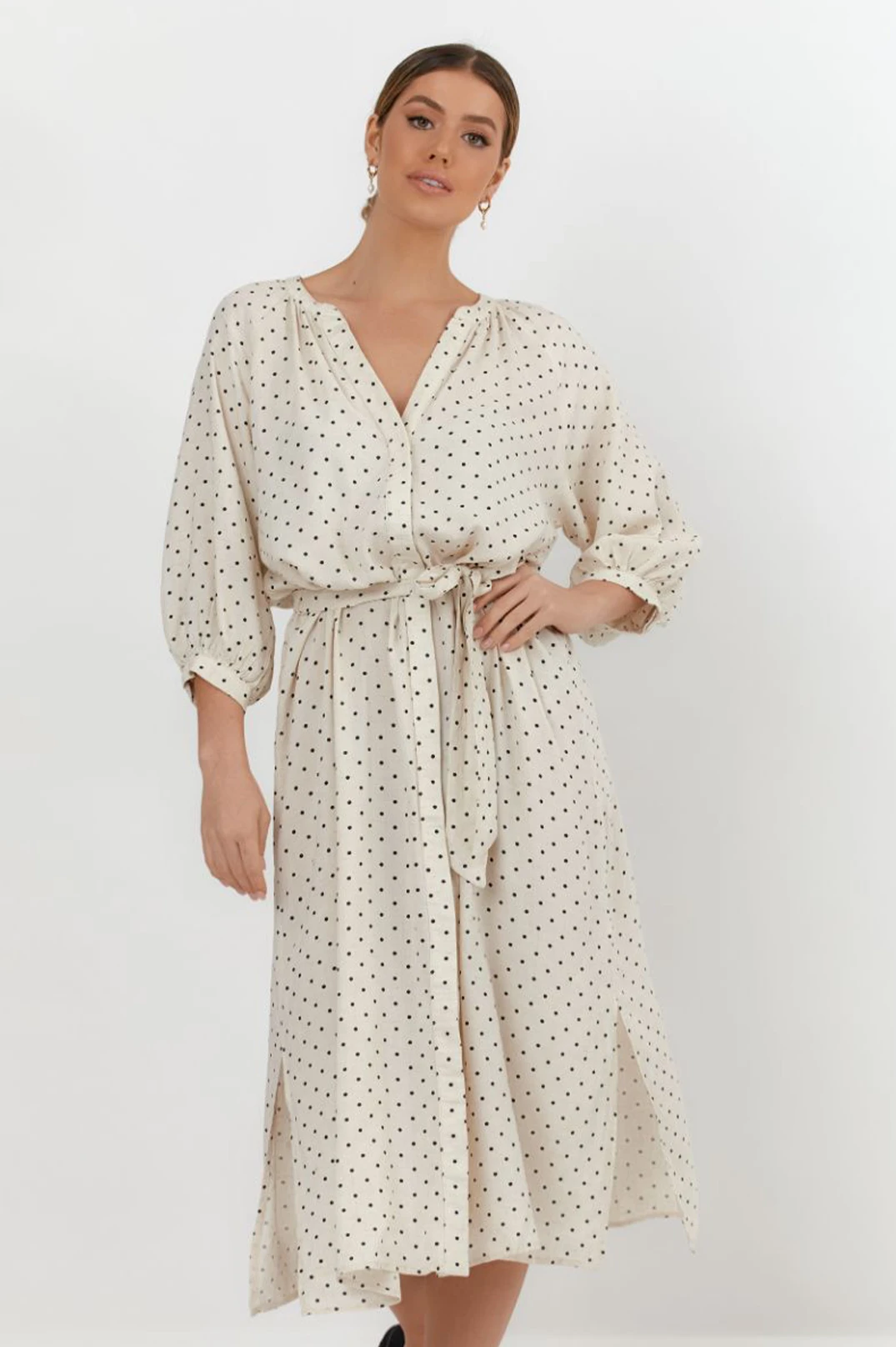 Greta Linen Blend Spot Dress