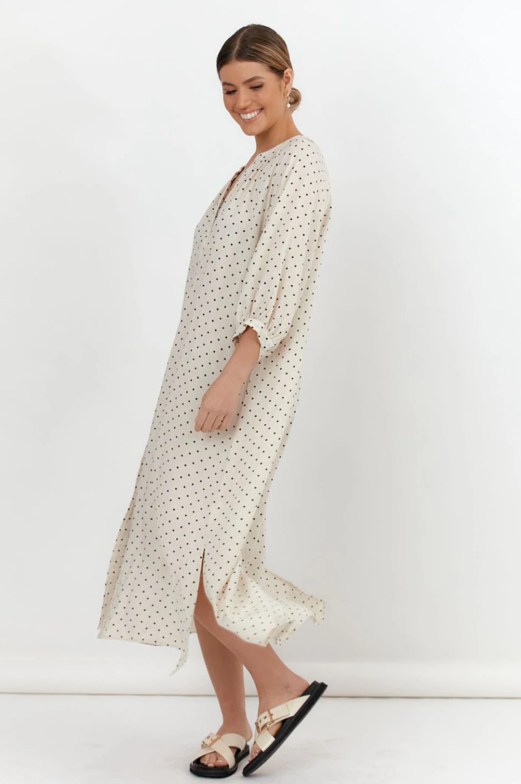 Greta Linen Blend Spot Dress