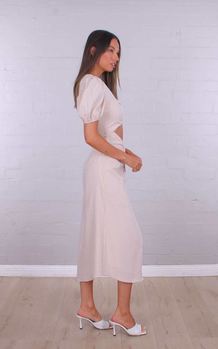 Gingham Cutout Midi Dress
