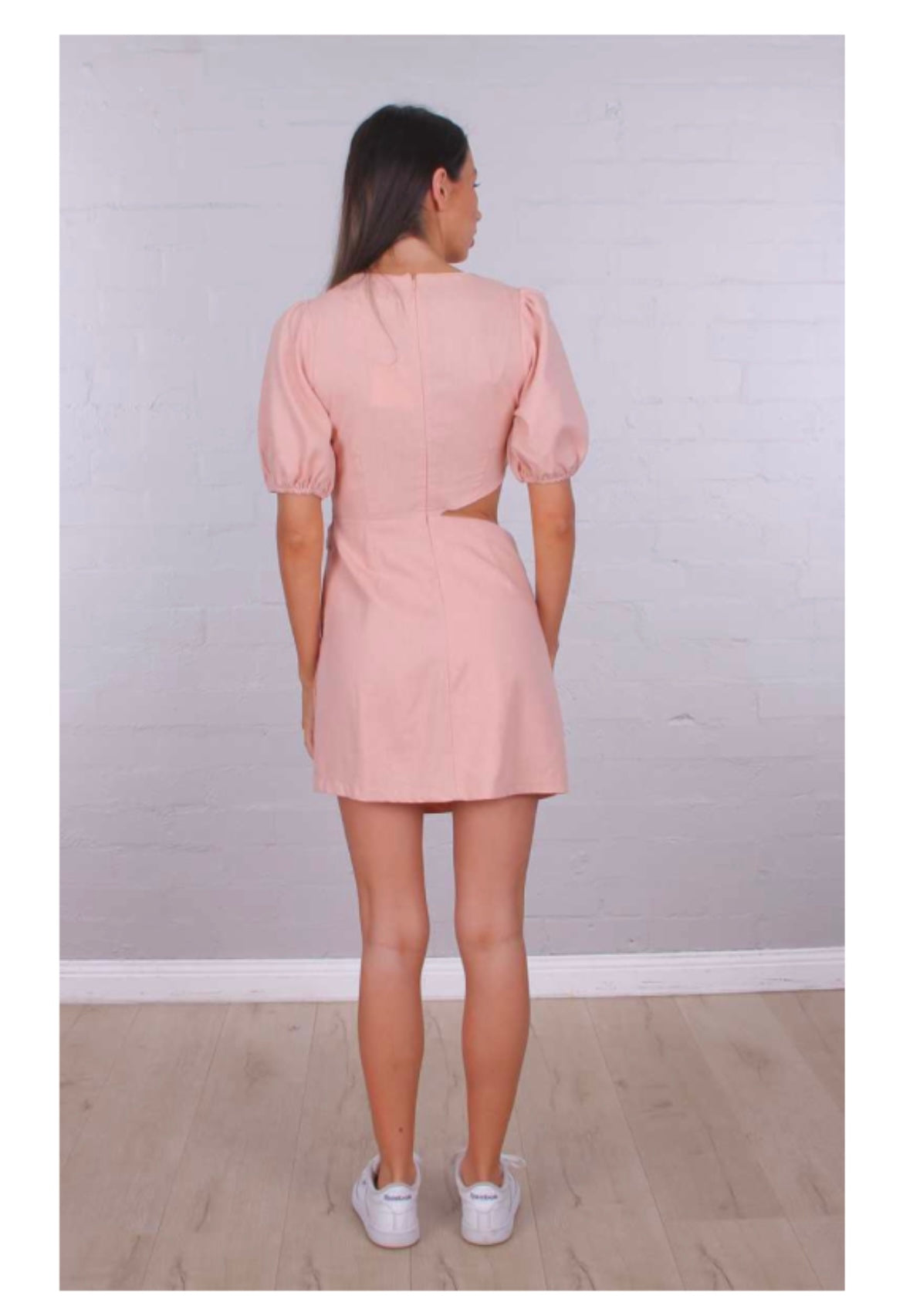Asymmetrical Linen Wrap Mini Dress - Bright Pink