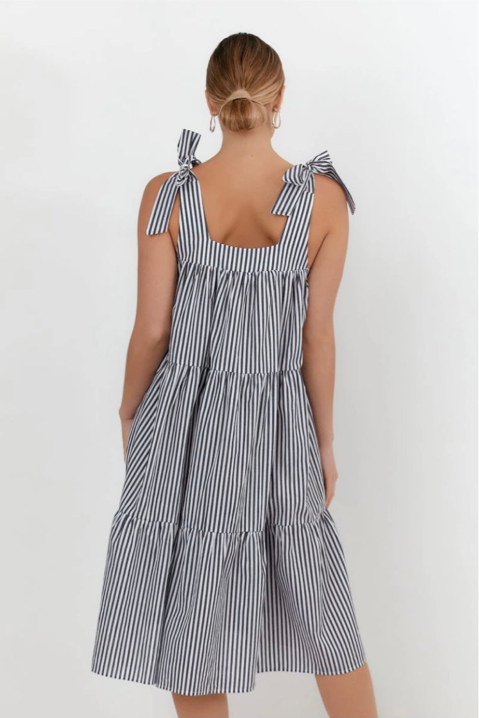 Poppy Stripe Tie Dress - Black