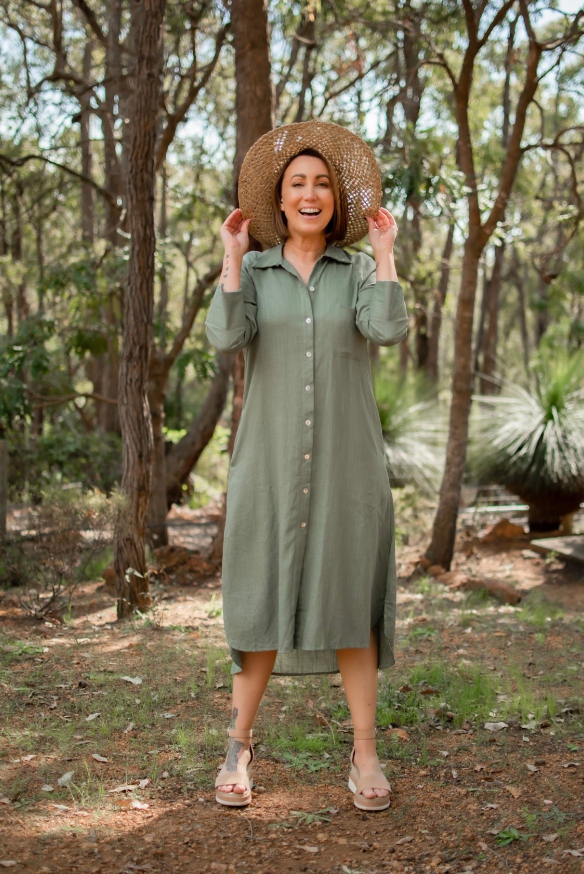 Longline Shirt Dress (green)