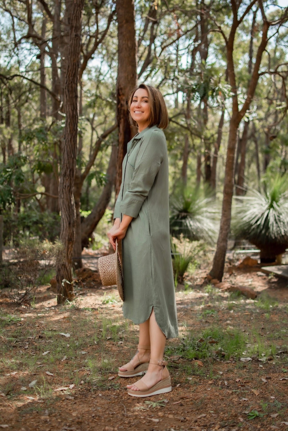 Longline Shirt Dress (green)