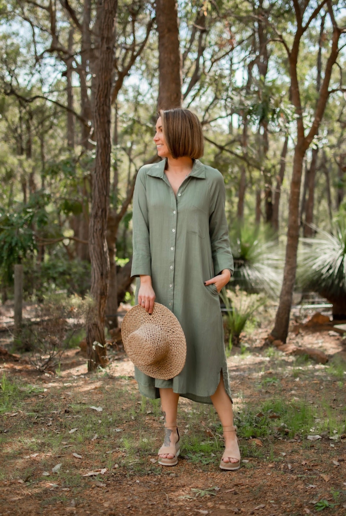 Longline Shirt Dress (green)