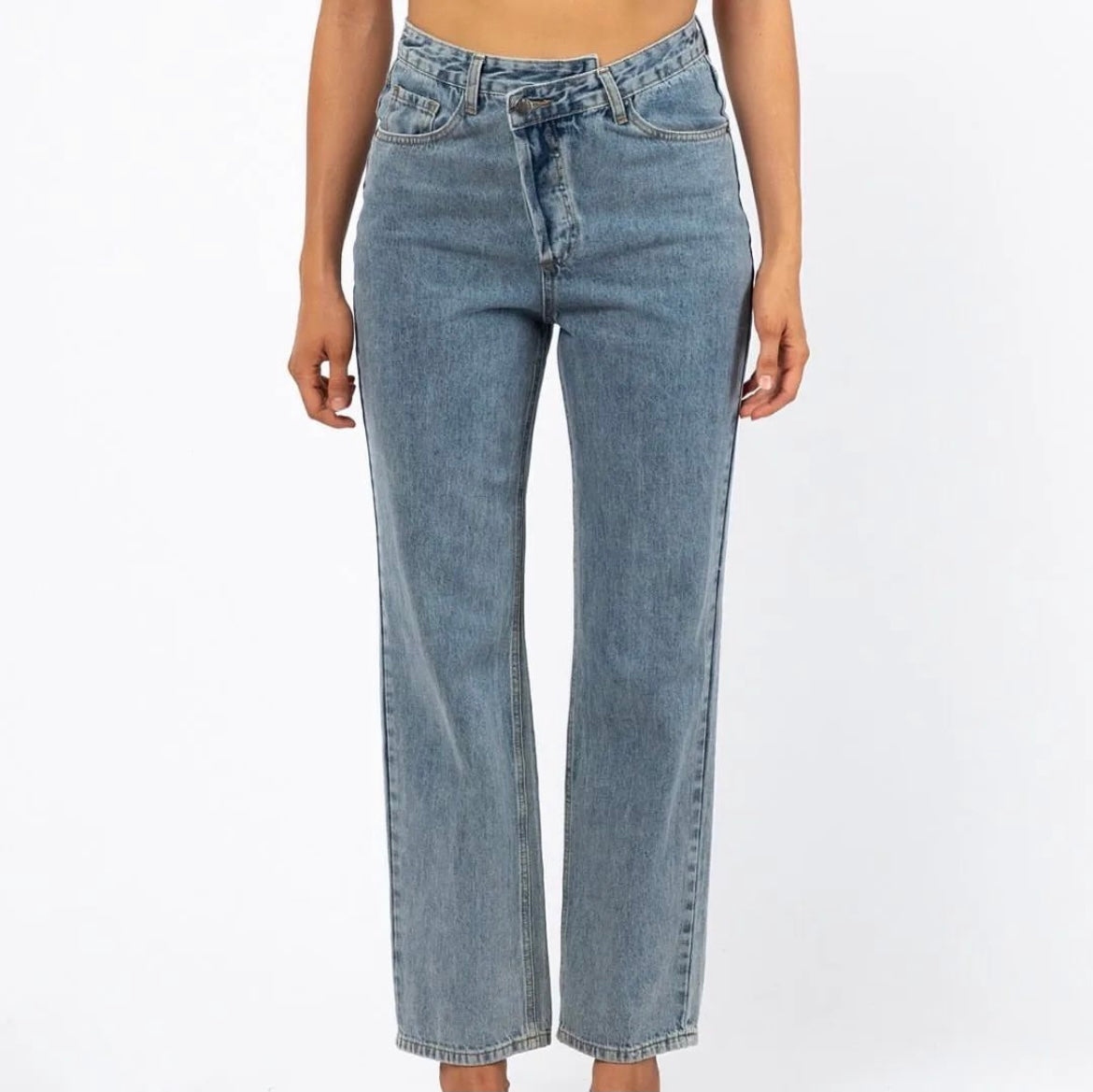 Paper Heart Cross Button Jeans - Denim