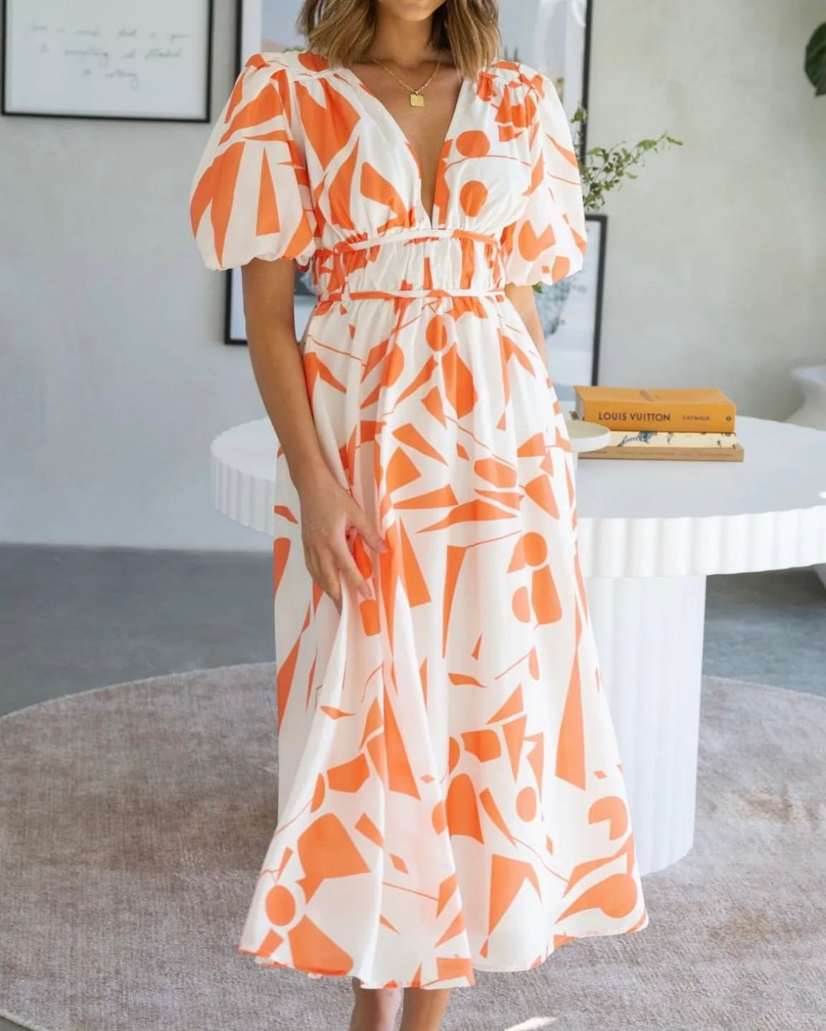 Passion Fusion Geo Dress - Orange