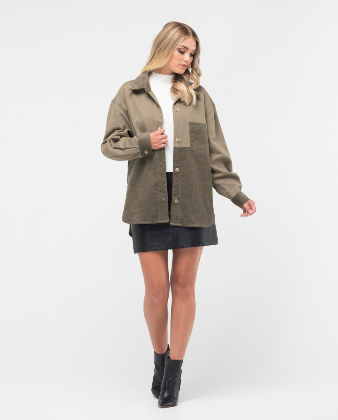 Ebby and I Utility Cord Jacket - Kahki