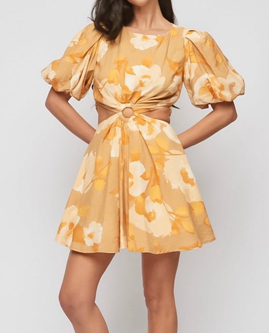 Floral Mustard Mini Dress