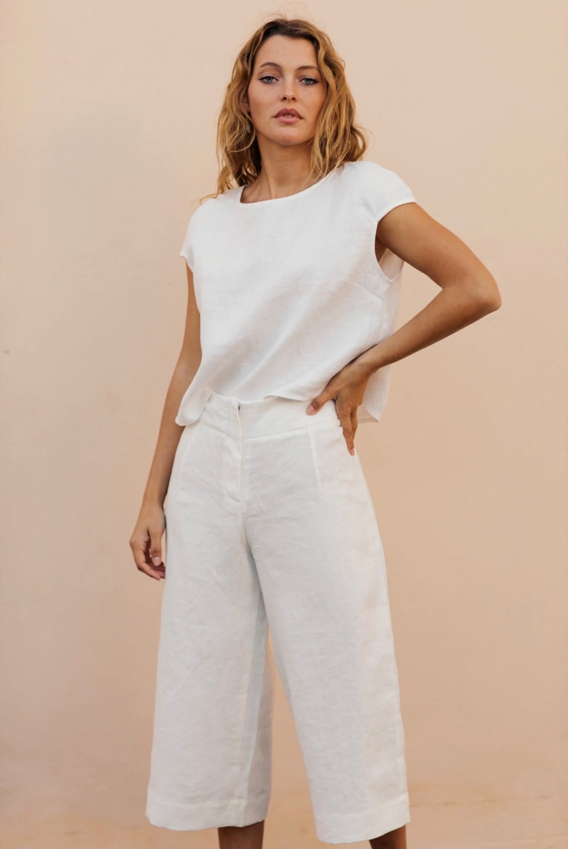 Emma Linen Pants - White
