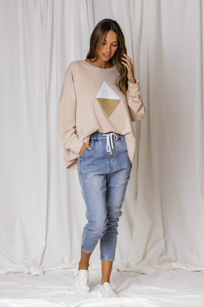 Shine Bright Like a Diamond Sweater - Nude
