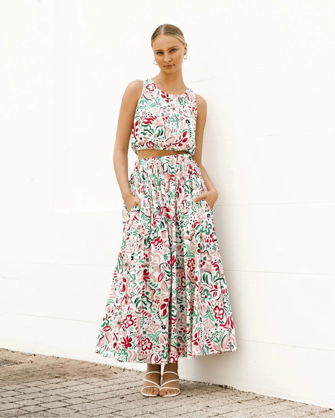 Paper Heart Zinna Print Top