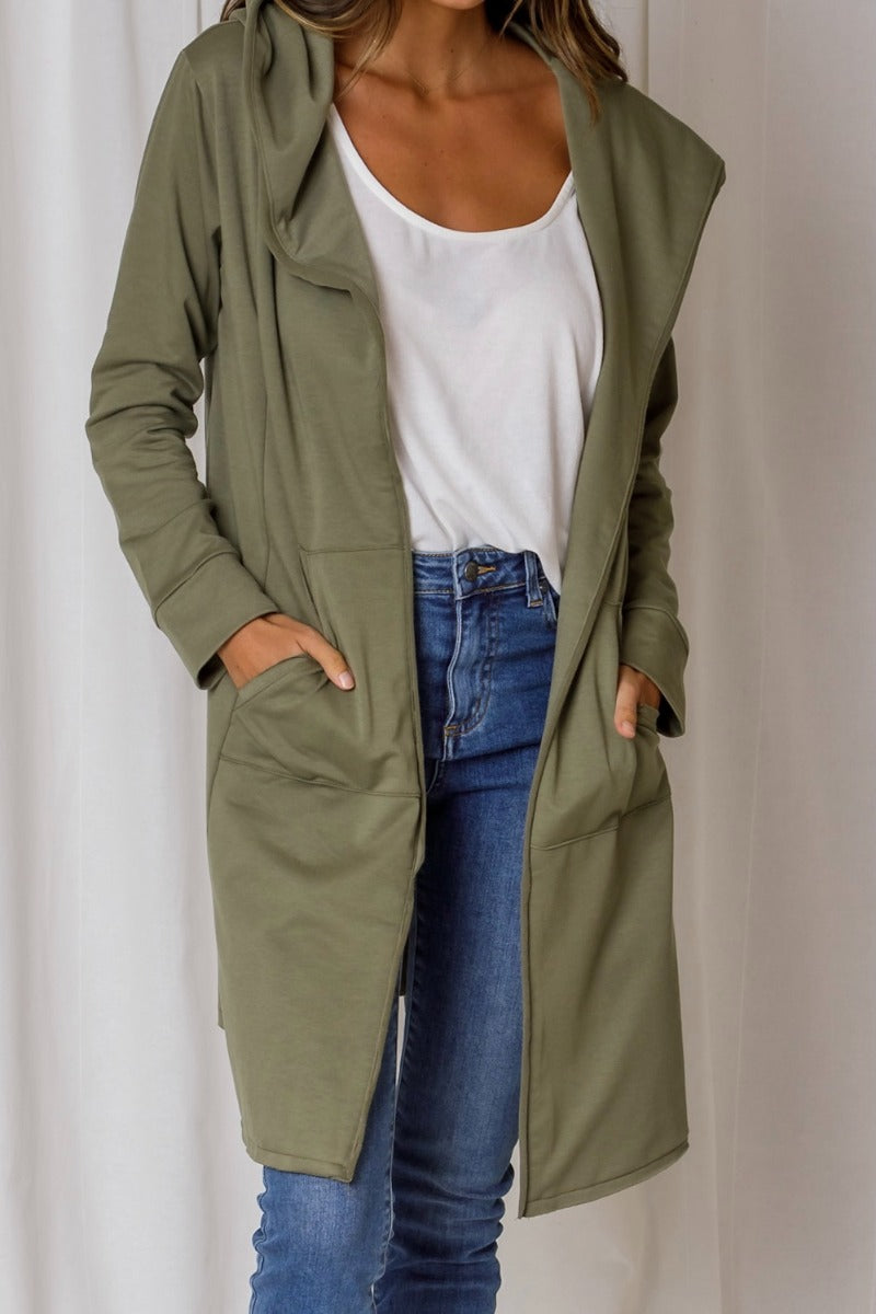 Hudson Hooded Cardi - Olive Green