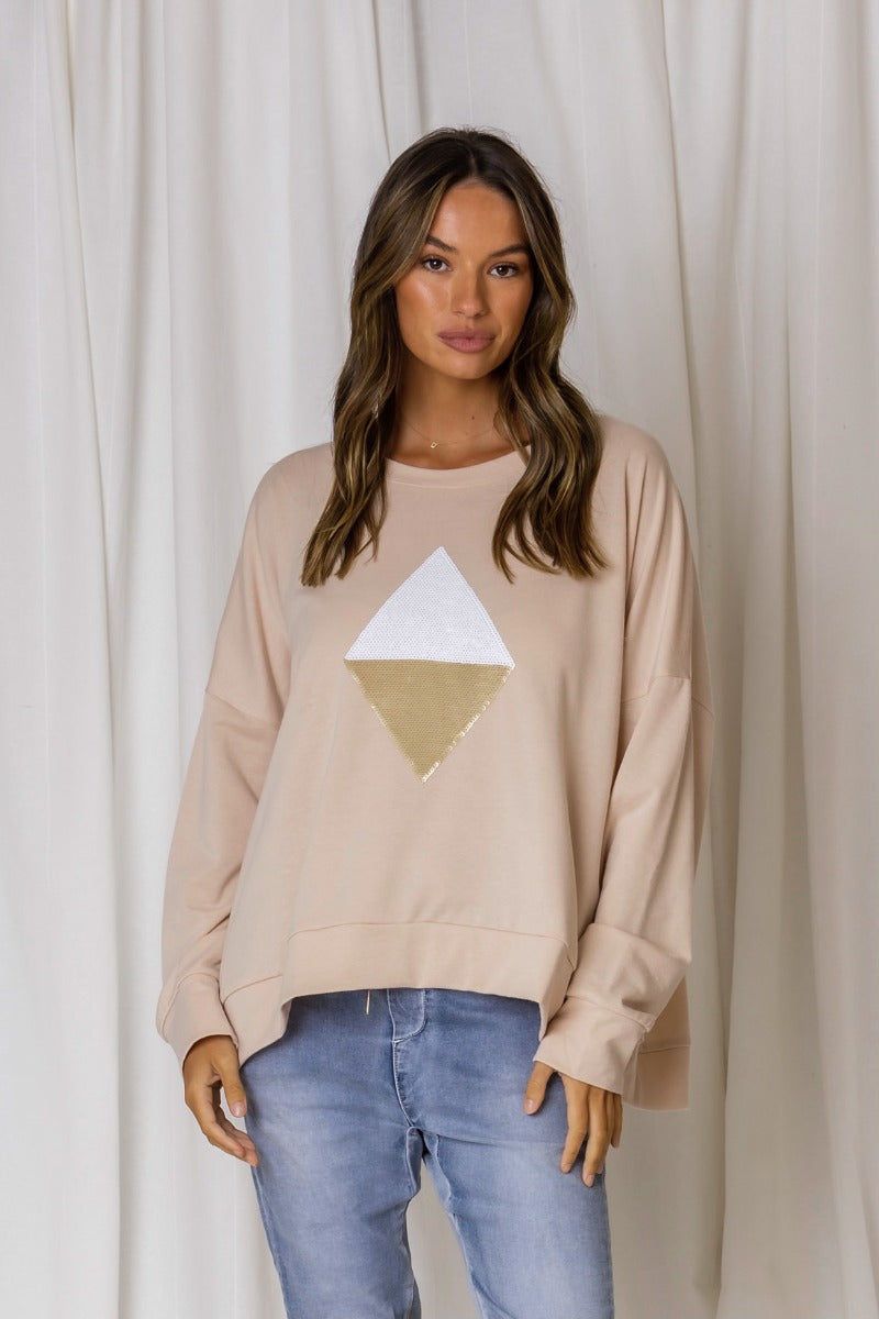Shine Bright Like a Diamond Sweater - Nude