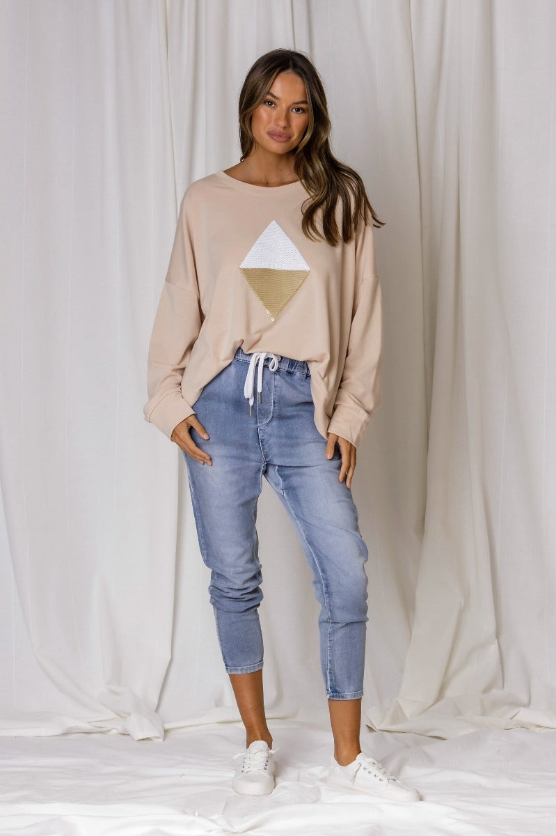Shine Bright Like a Diamond Sweater - Nude