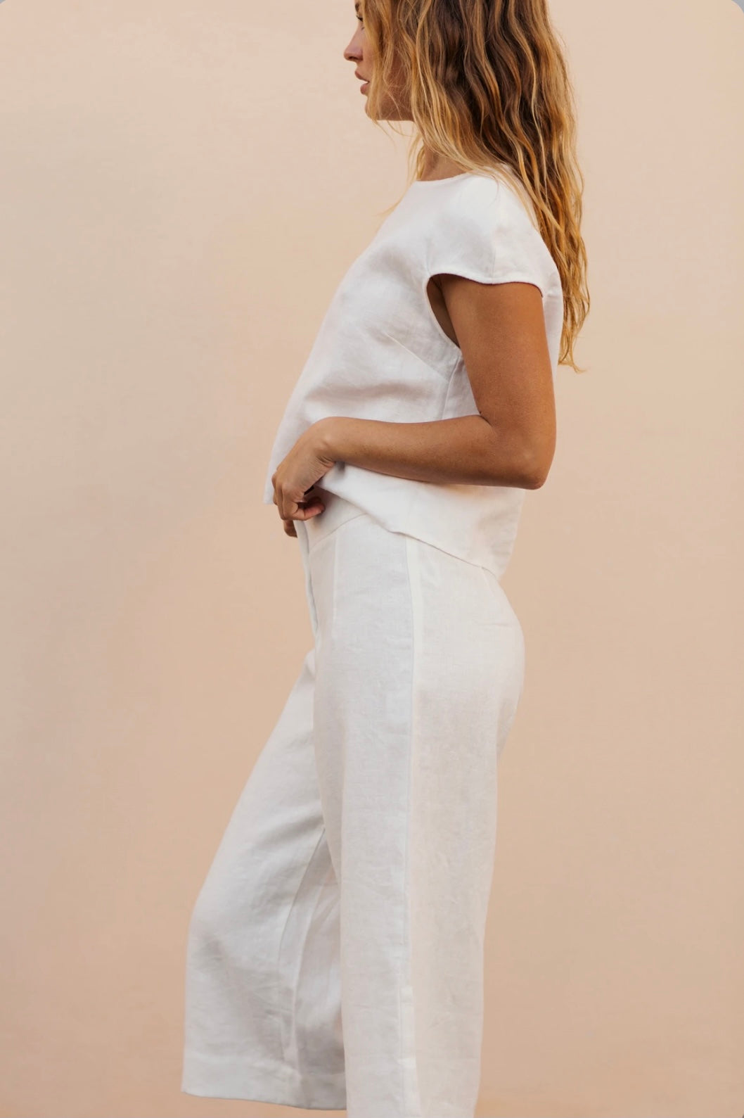 Emma Linen Pants - White