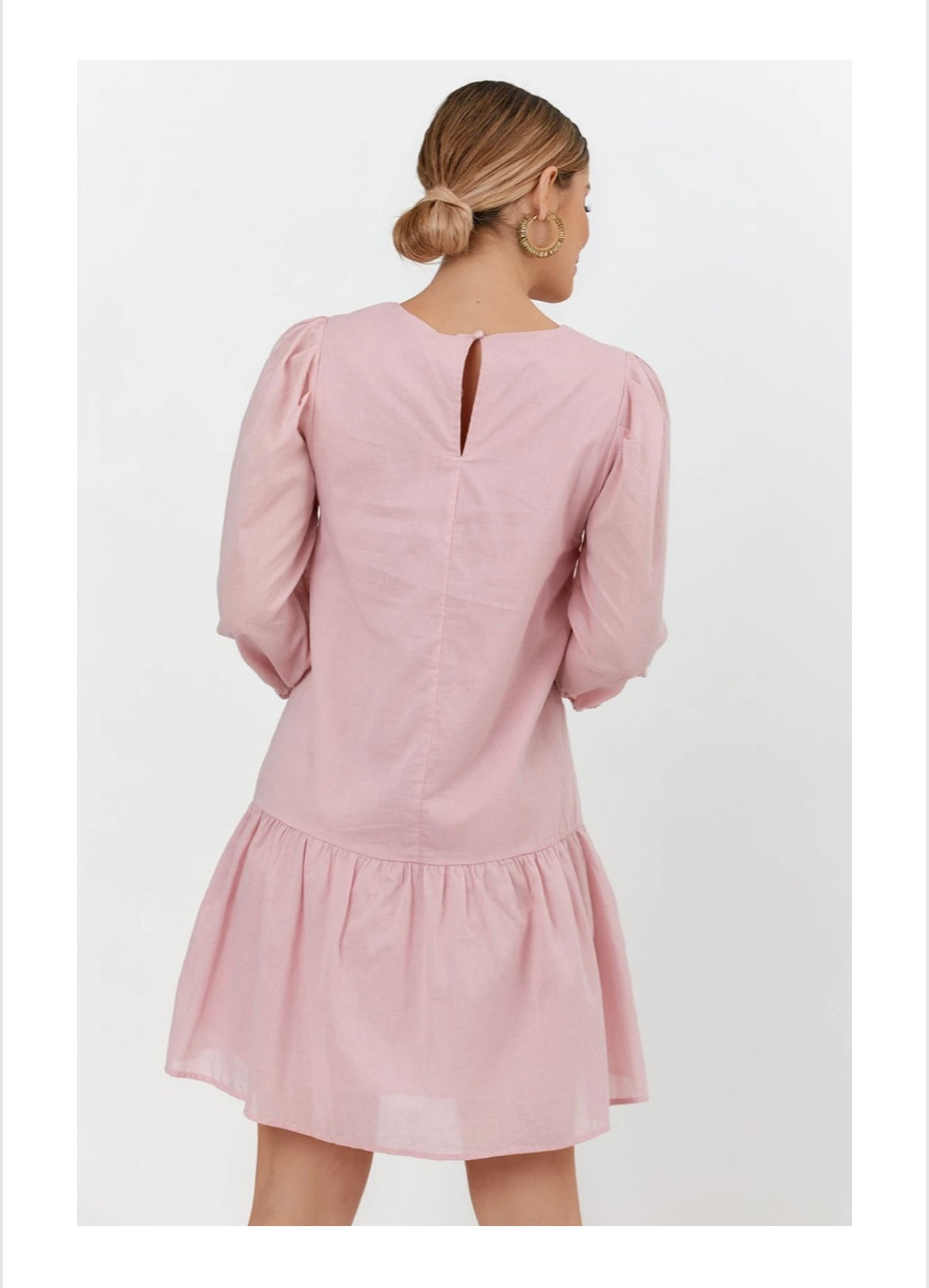 Jasmine Voile 3/4 Sleeve Dress (Pink)