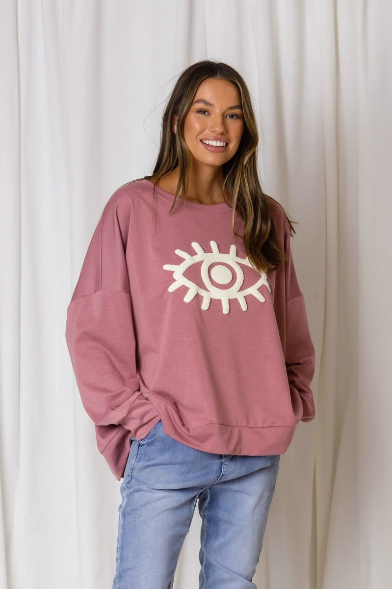 Mila Third Eye Relaxed Sweater - Rose