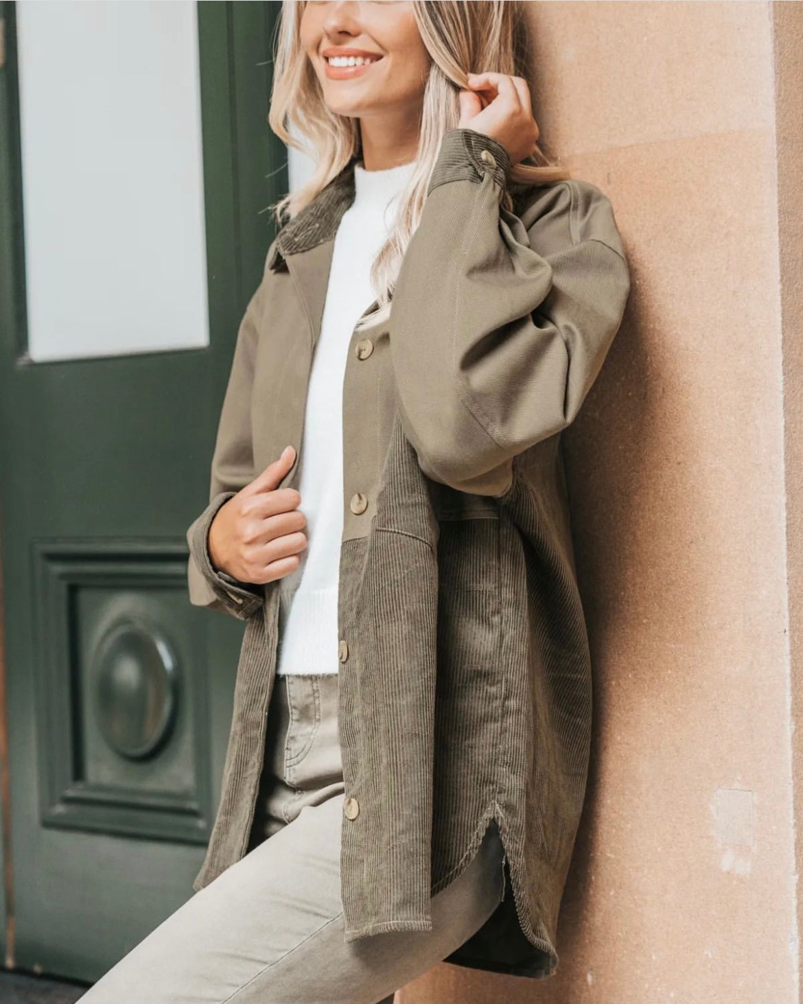 Ebby and I Utility Cord Jacket - Kahki