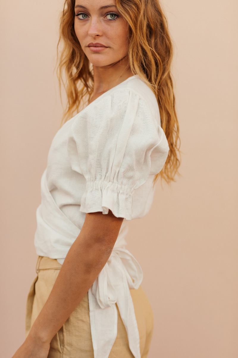 Capri Linen Top - White