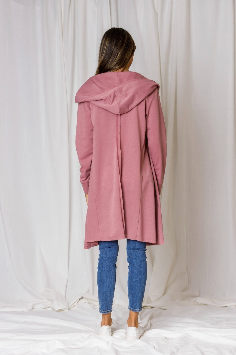 Hudson Hooded Cardi - Dusty Pink