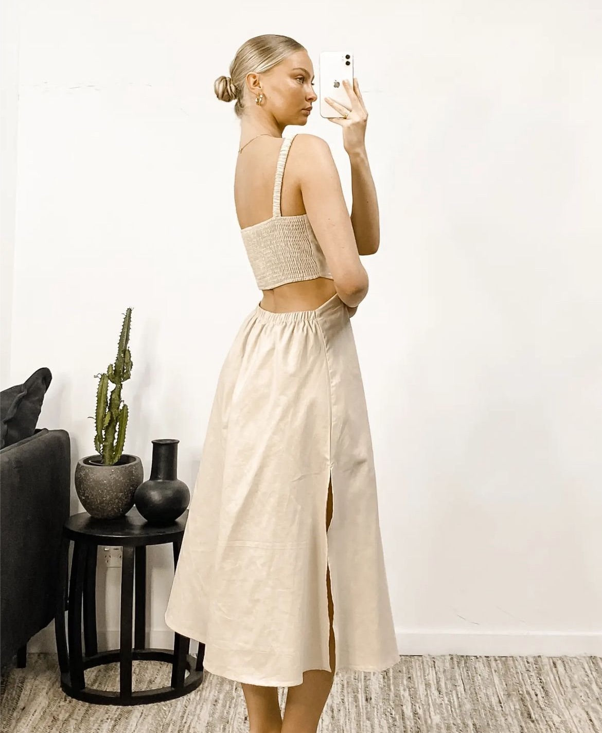 Paper Heart Linen Dress - Natural