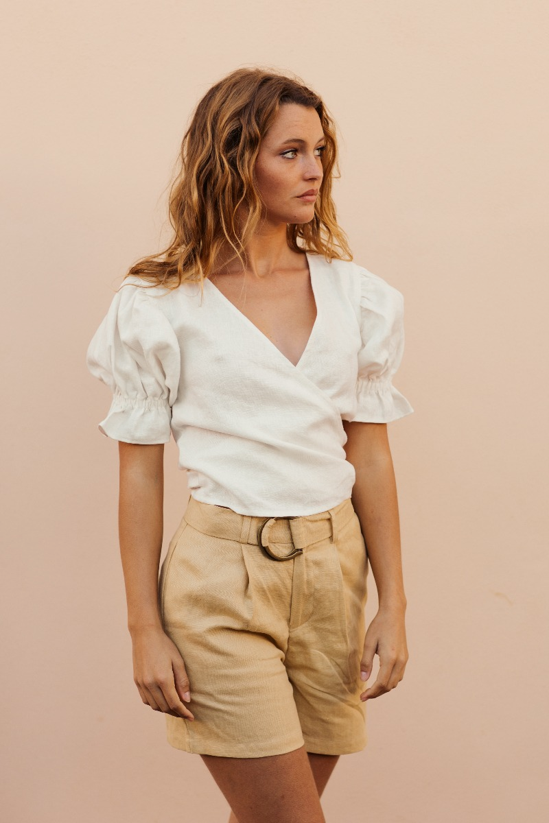 Capri Linen Top - White