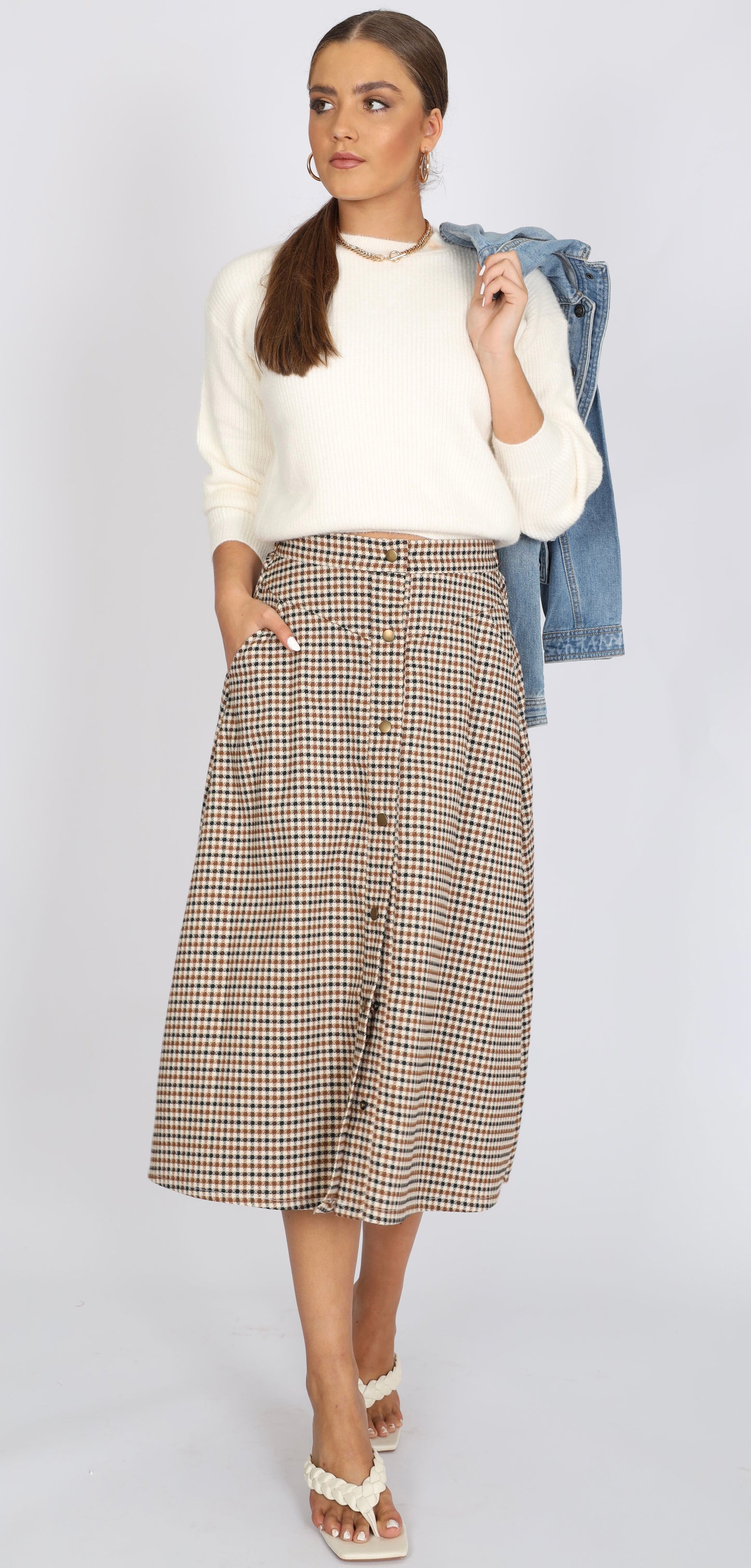 Refuge Plaid Button up Skirt
