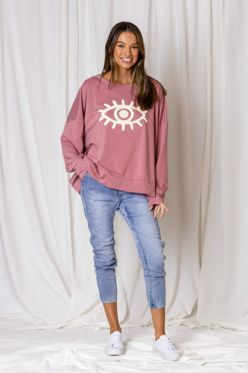 Mila Third Eye Relaxed Sweater - Rose