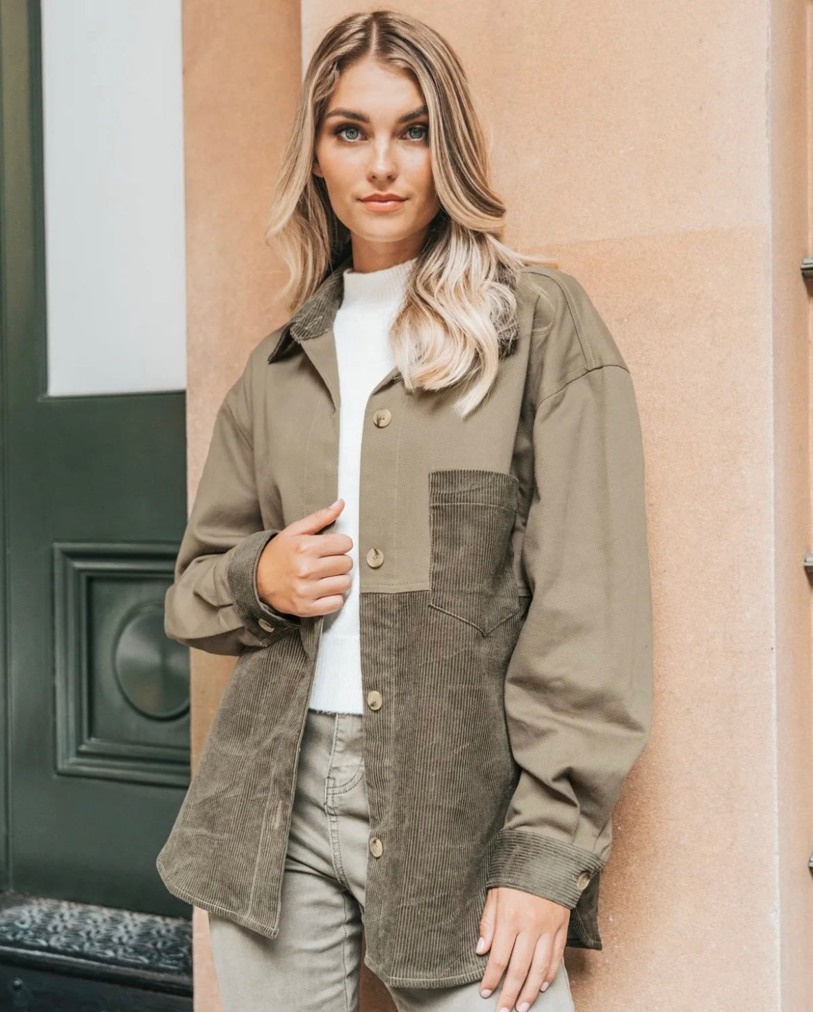 Ebby and I Utility Cord Jacket - Kahki