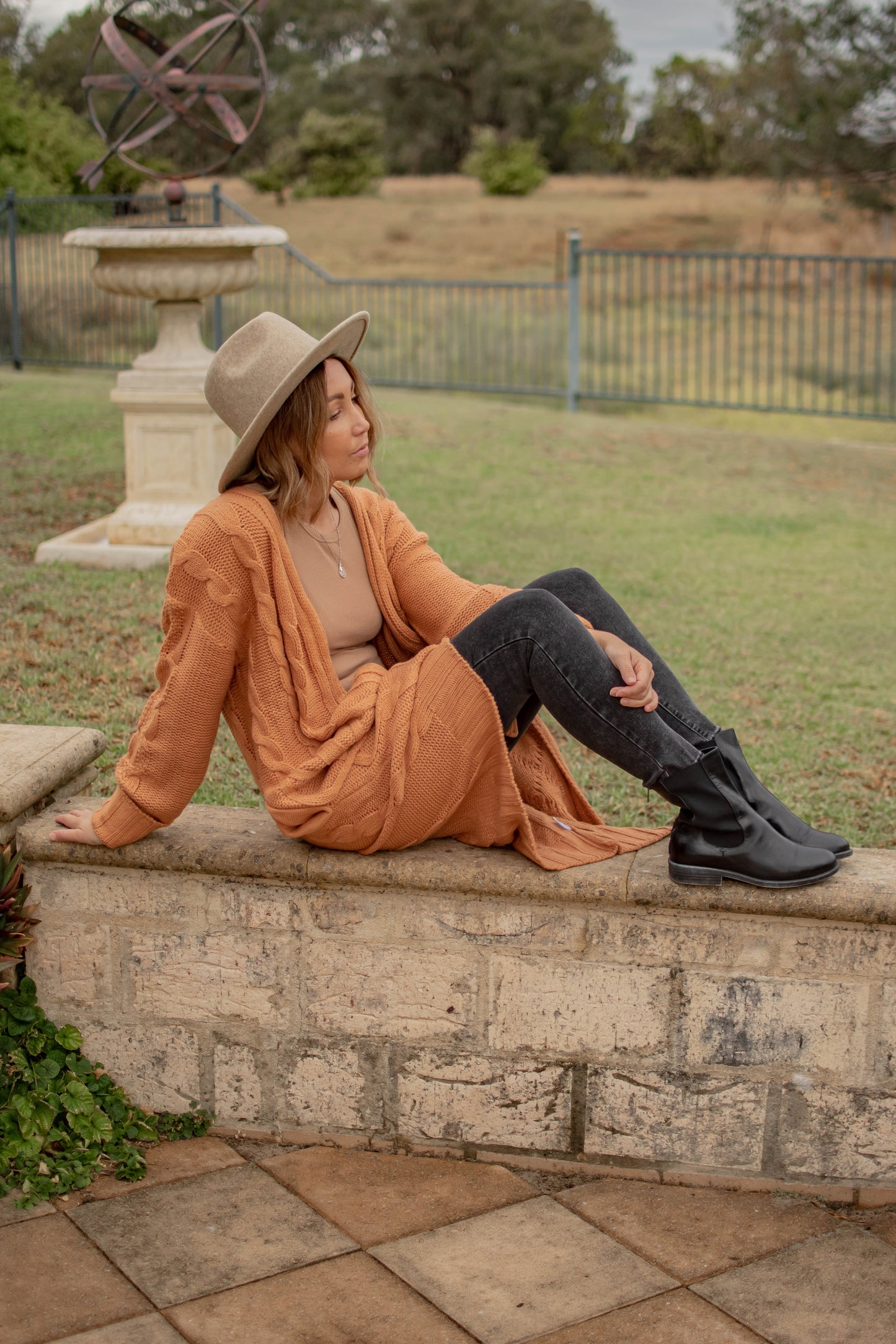 Cable Knit Coat - Camel