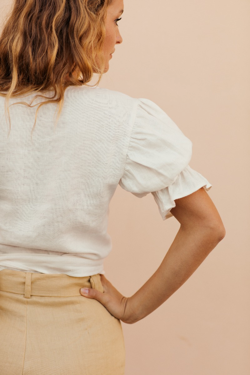 Capri Linen Top - White