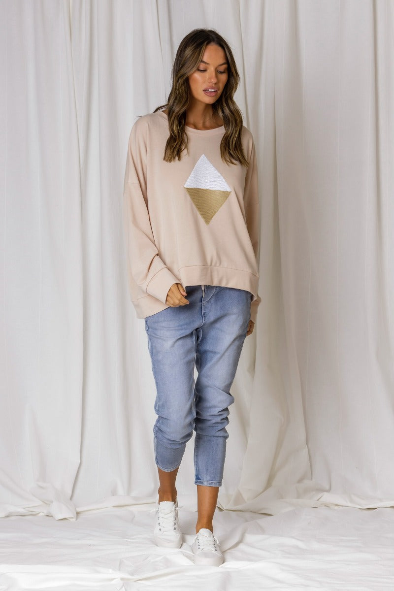 Shine Bright Like a Diamond Sweater - Nude