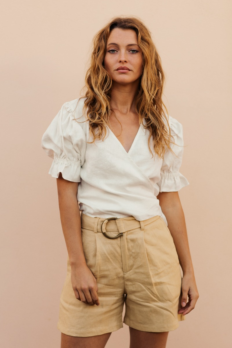 Capri Linen Top - White