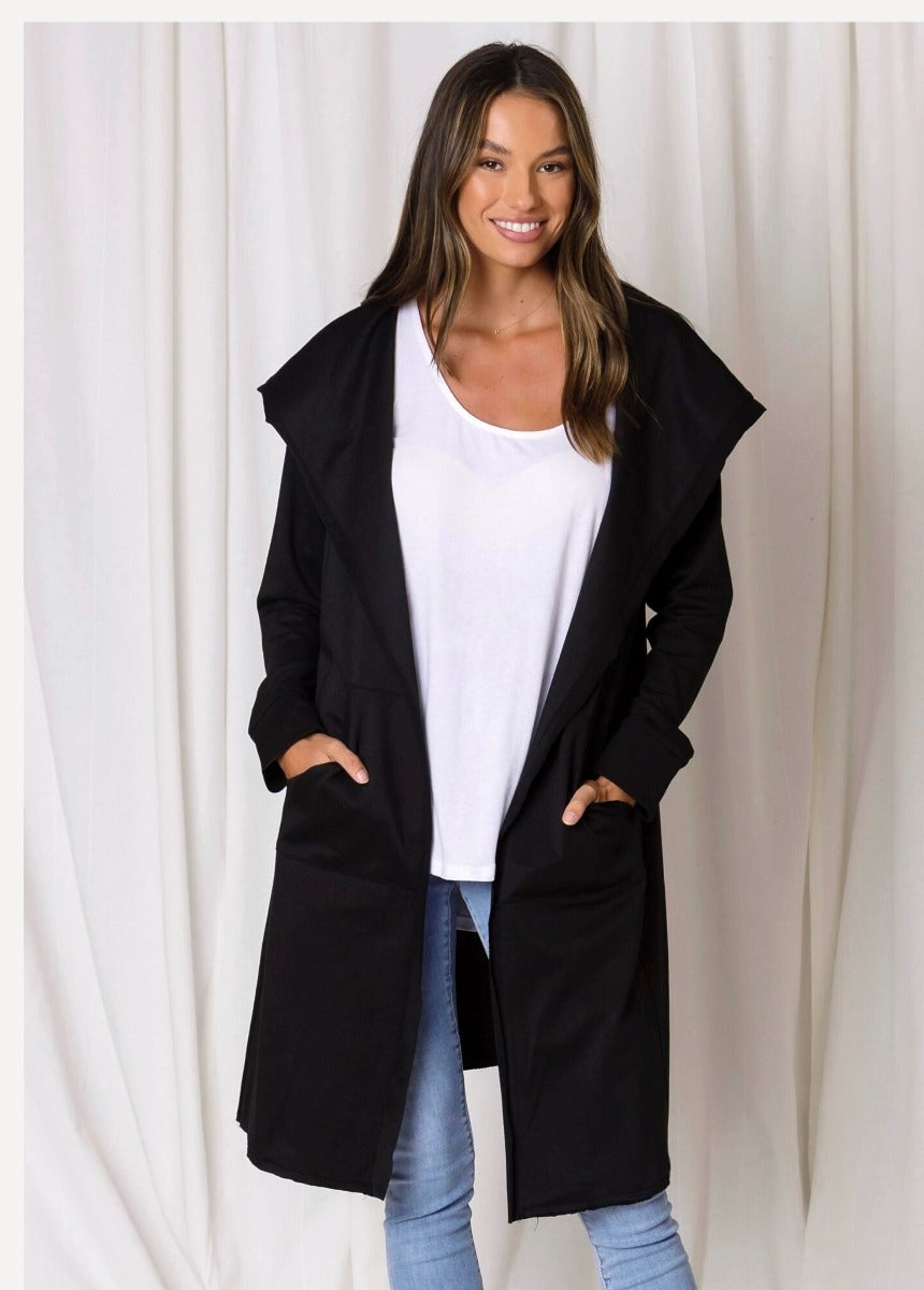 Hudson Hooded Cardi - Black