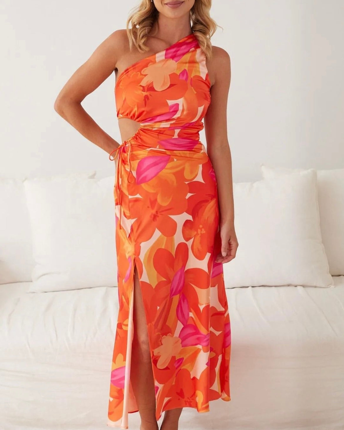 Sweetpot Orange Floral Dress