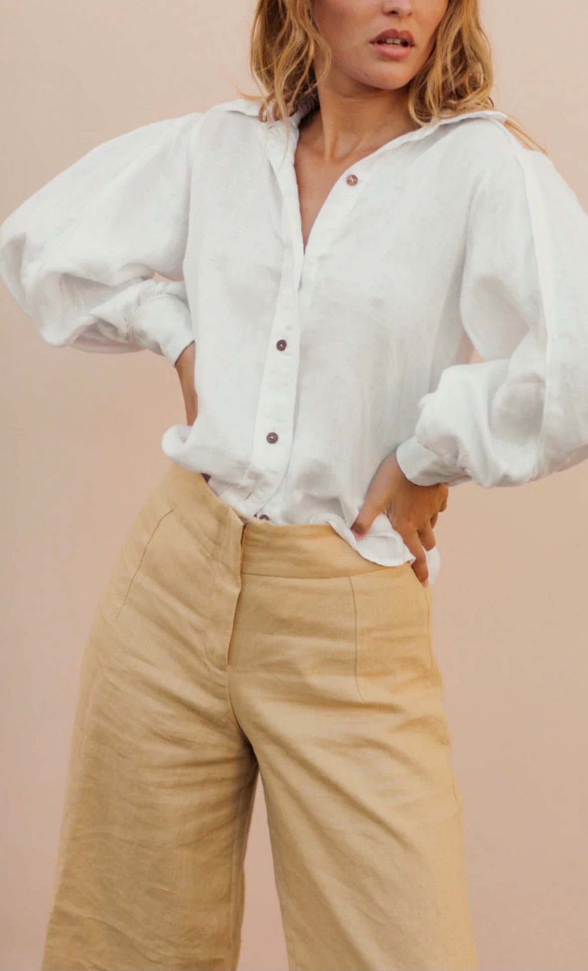 Emma Linen Pants - Beige