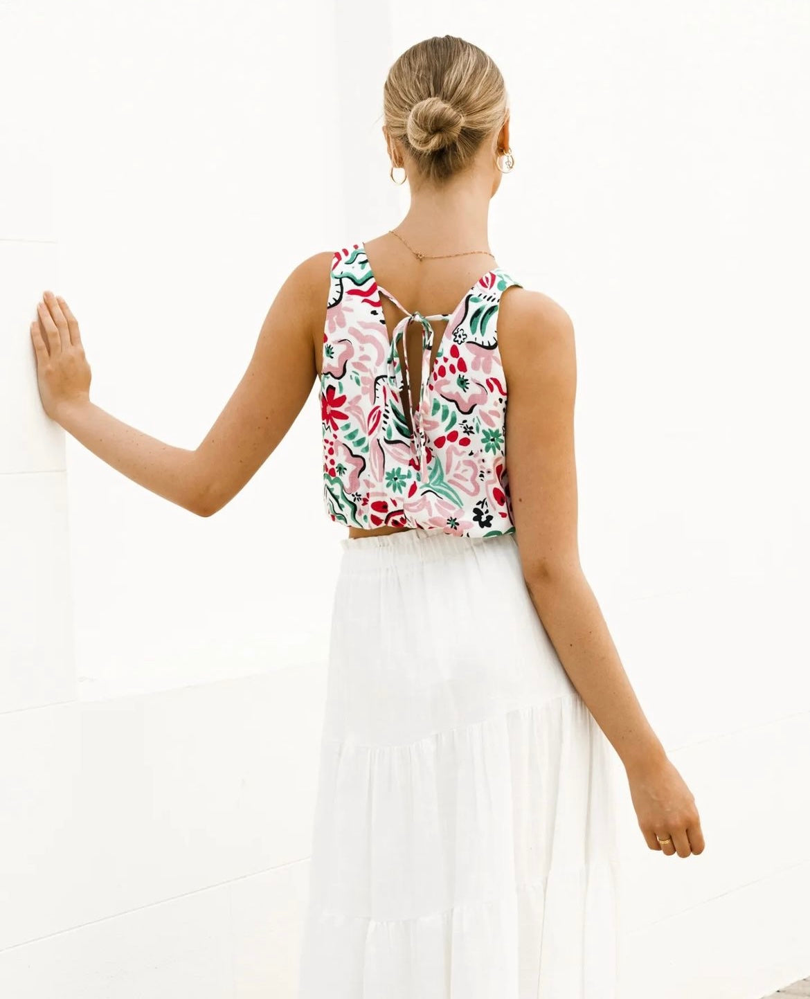 Paper Heart Zinna Print Top