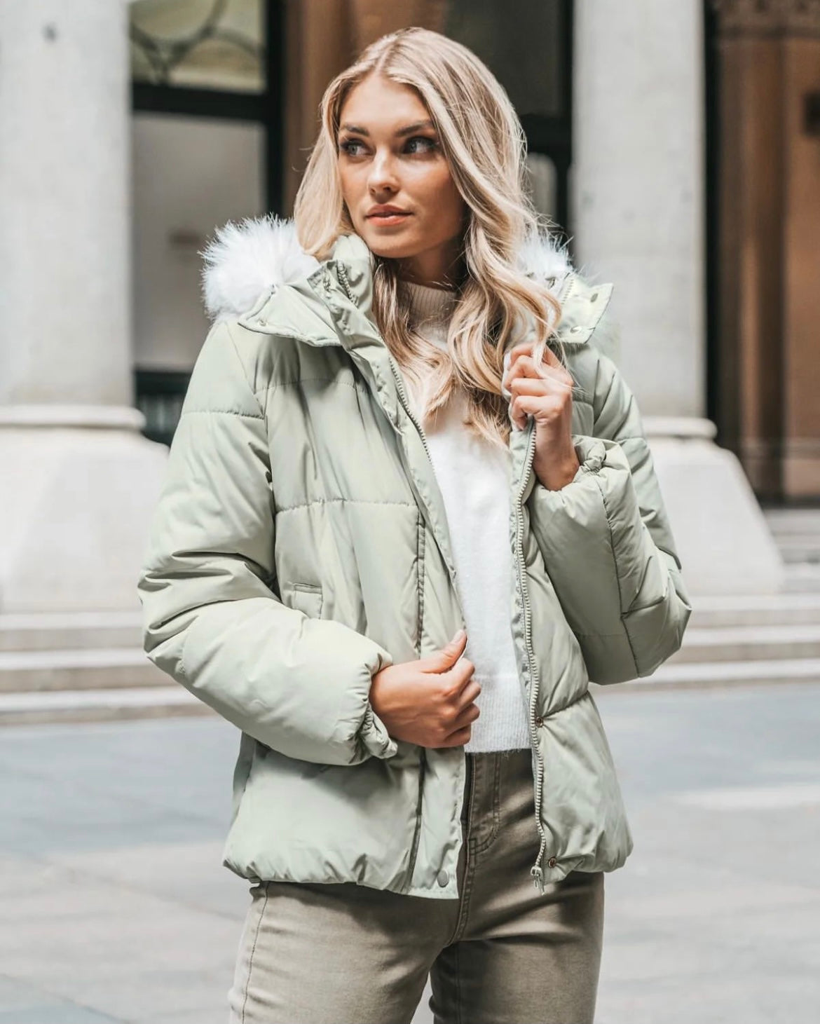 Ebby and I Puffer Jacket - Sage