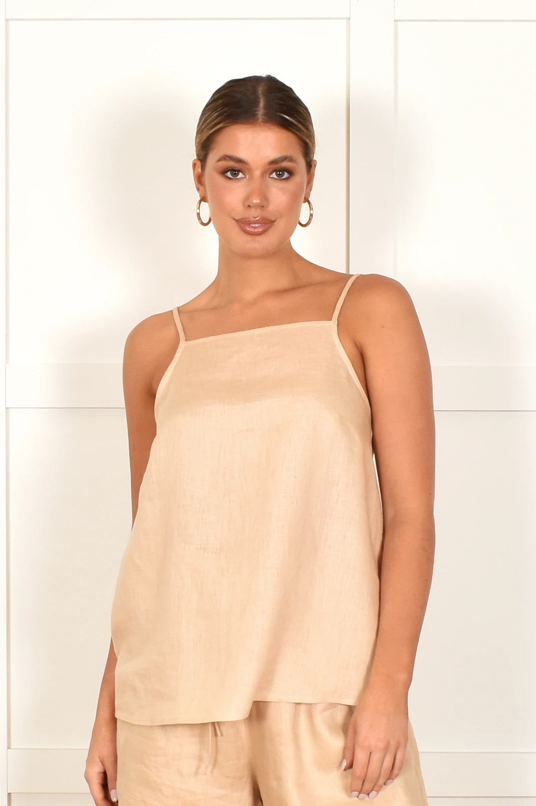 Juliet Square Neck Linen Cami (Nude)
